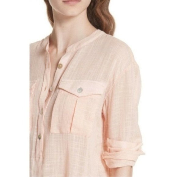 Free People Talk To Me Buttondown, Peach - Picture 5 of 7